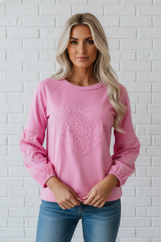 Paisley Broderie Anglaise Heart Patchwork Top