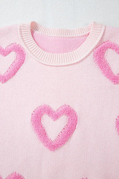 Valentine Heart Bubble Sleeve Baggy Sweater