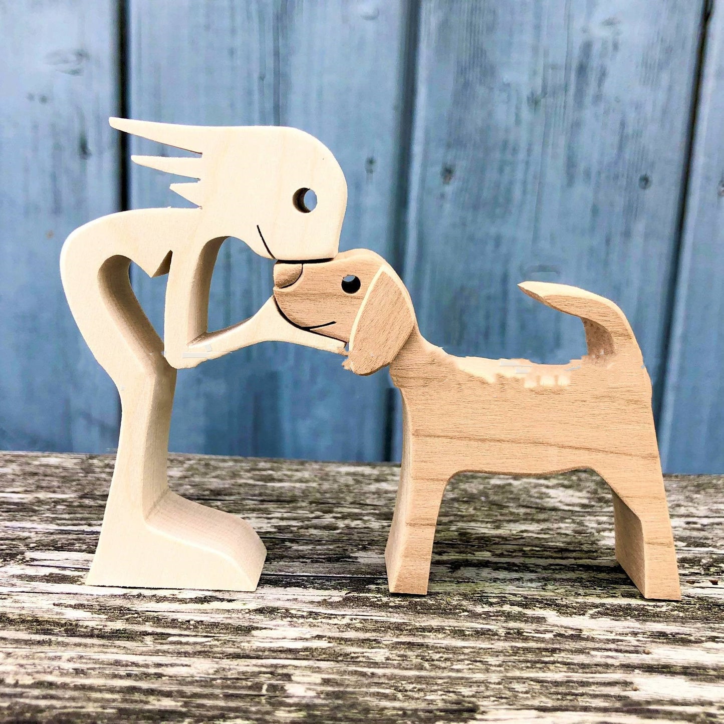 DIY Wooden Dog Figurine Sculpture Home Decor