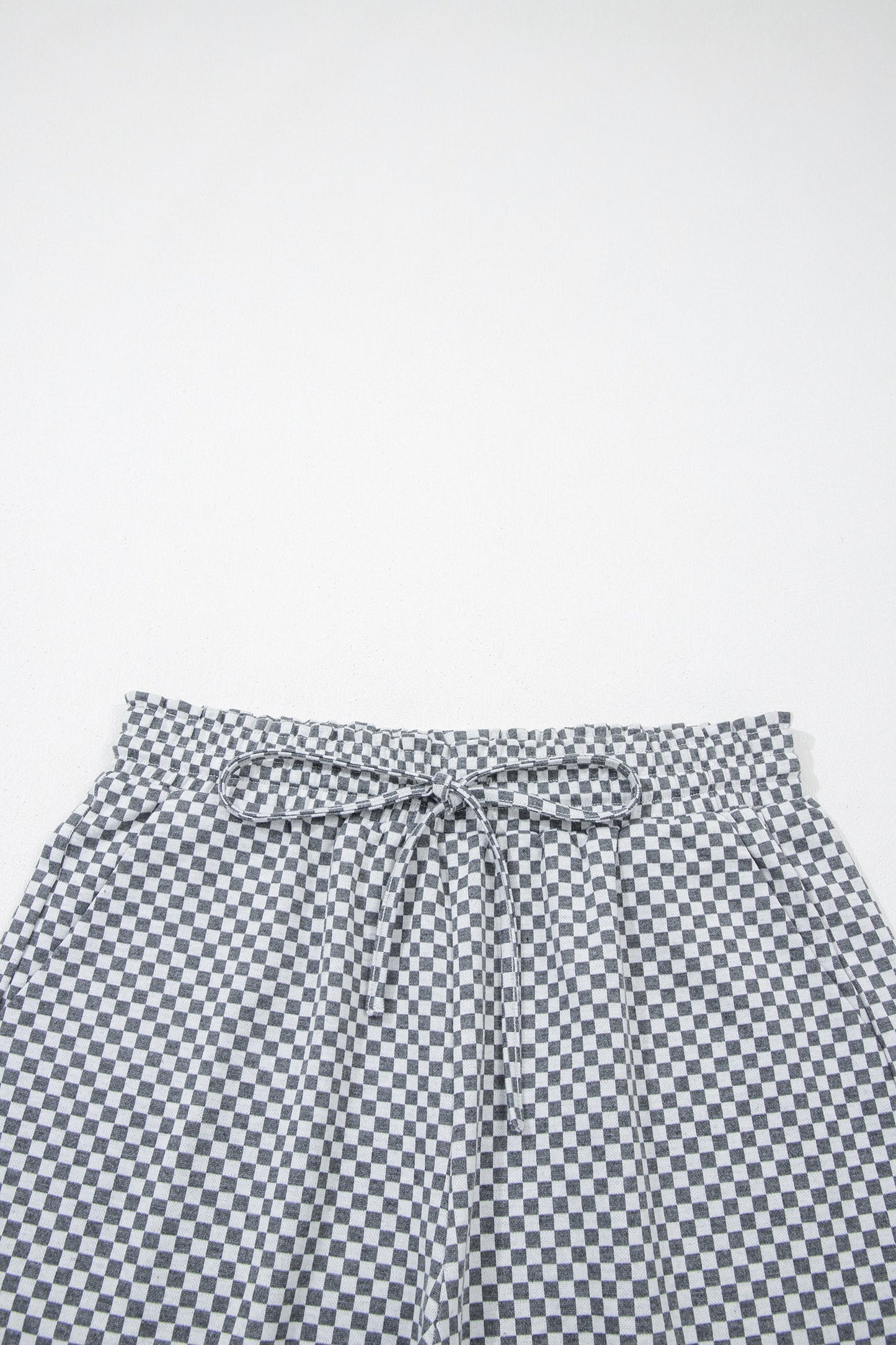 Checkerboard Drawstring Elastic Waist Pocket Shorts