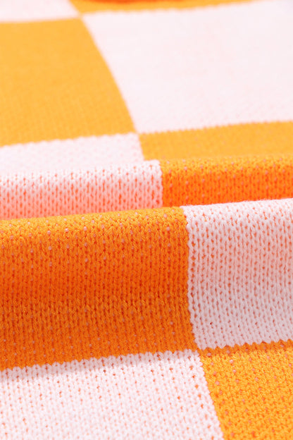Checker Bishop Sleeve Sweater