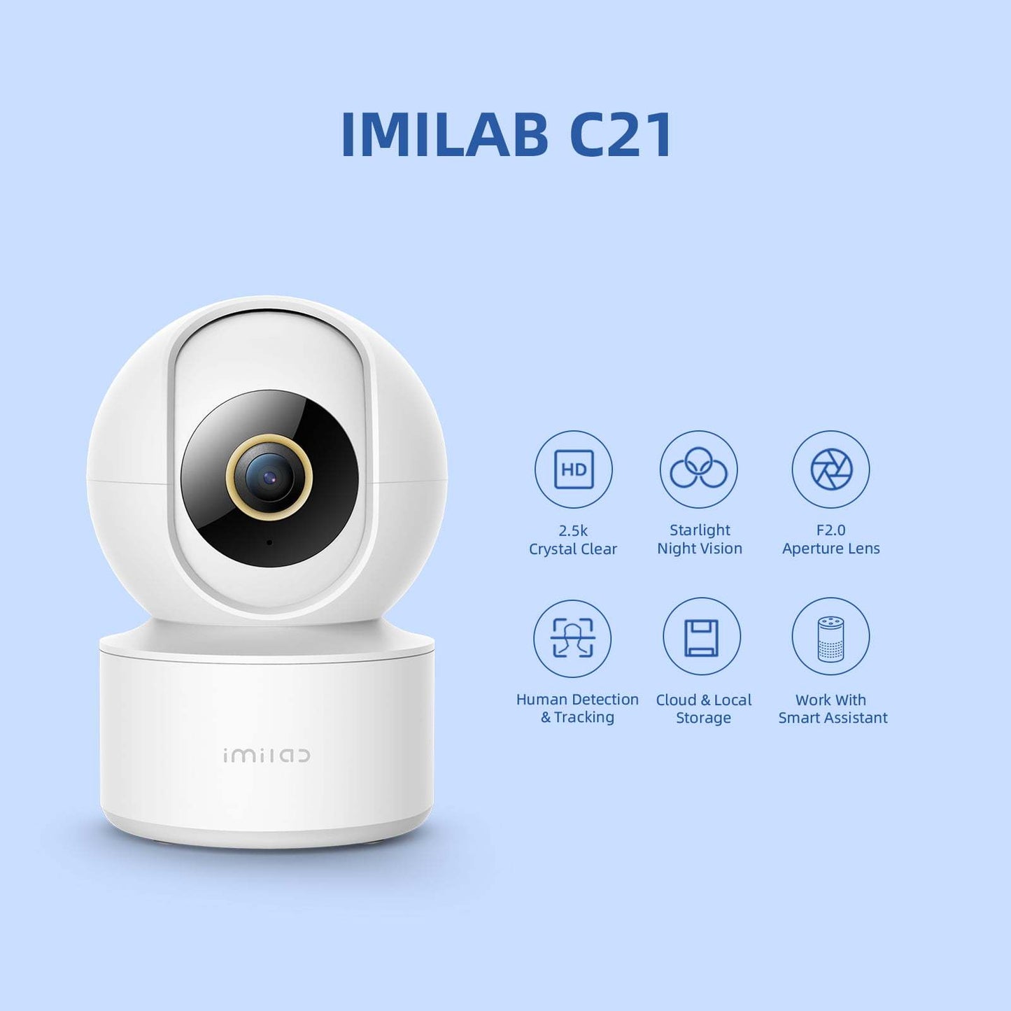 IMILAB C21 WiFi Surveillance Camera - 2.5K Video, Indoor Security, Night Vision