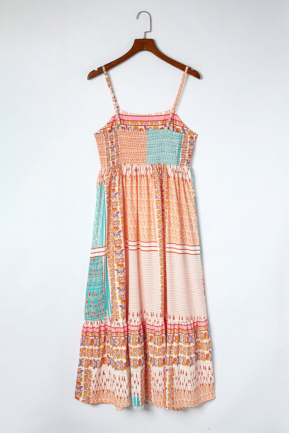Boho Patchwork Square Neck Sundress