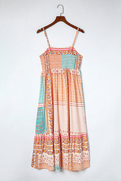 Boho Patchwork Square Neck Sundress