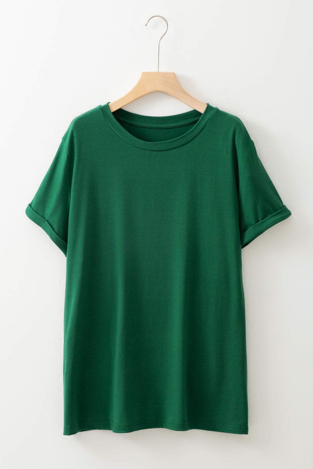 Plus Size Round Neck Roll Sleeve T-shirt