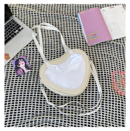Heart-Shaped Transparent Crossbody Bag