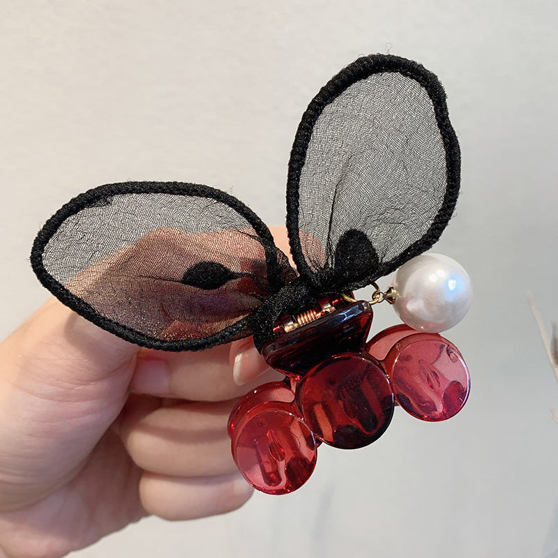 Polka Dot Rabbit Ears Hairpin with Pearls