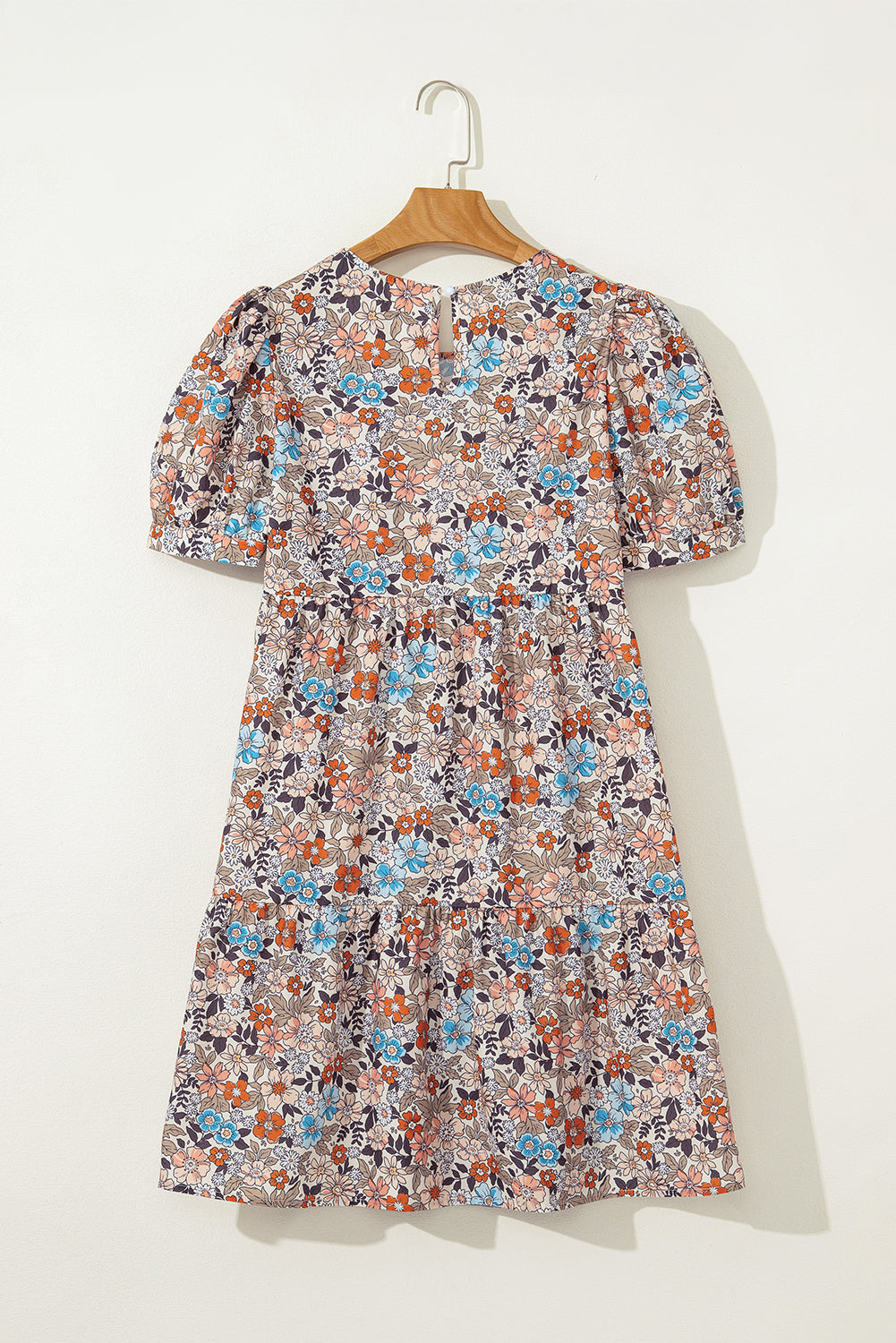 Floral Bohemian Short Puff Sleeve Mini Dress