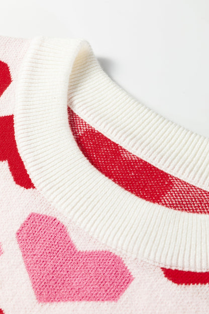 Valentine Heart Short Sleeve Crewneck Sweater