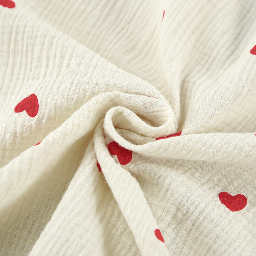 Heart Print Cotton Pajamas Cardigan