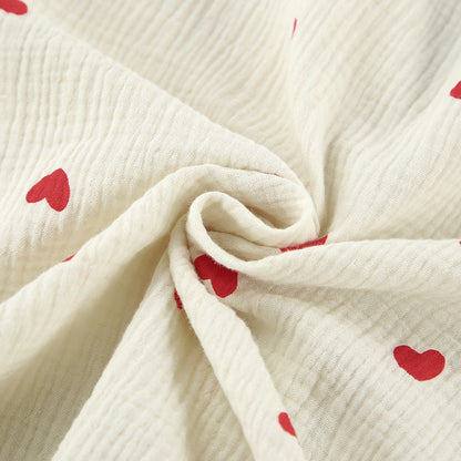 Heart Print Cotton Pajamas Cardigan