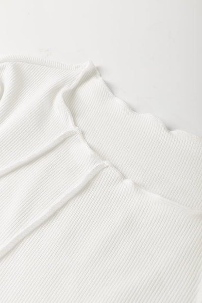 Ribbed Knit Reverse Seam Long Sleeve Top