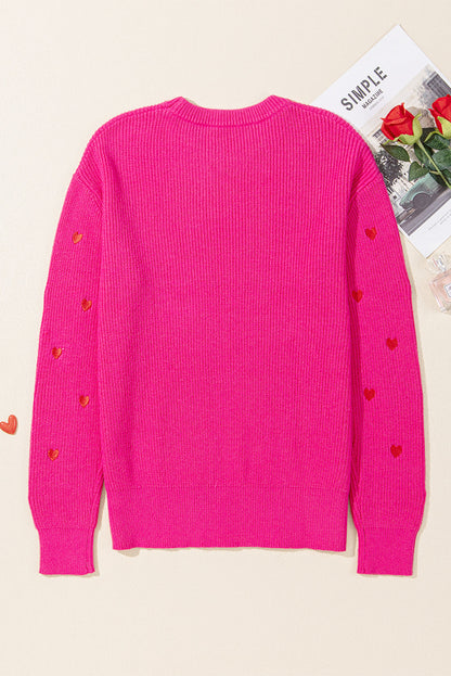 Valentine Heart Drop Shoulder Crewneck Sweater