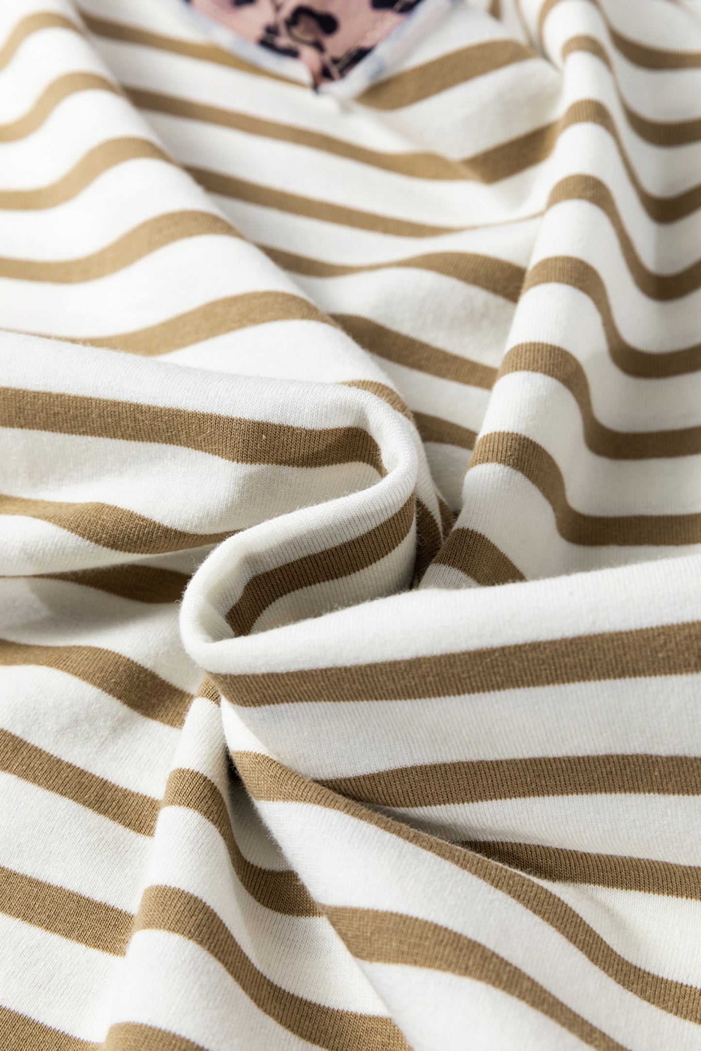 Stripe Leopard Patchwork Round Neck Loose T-Shirt