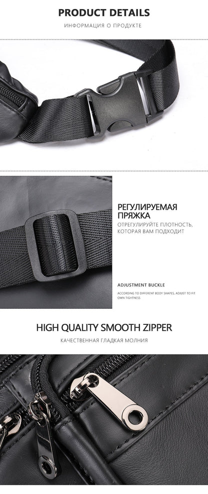 Men's Leather Phone Belt Chest Bag