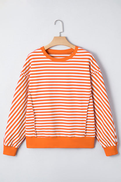 Stripe Reverse Seam Drop Shoulder Top
