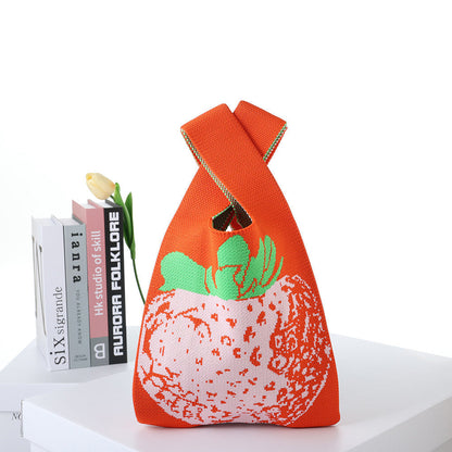 Checkerboard Knitted Shopping Tote