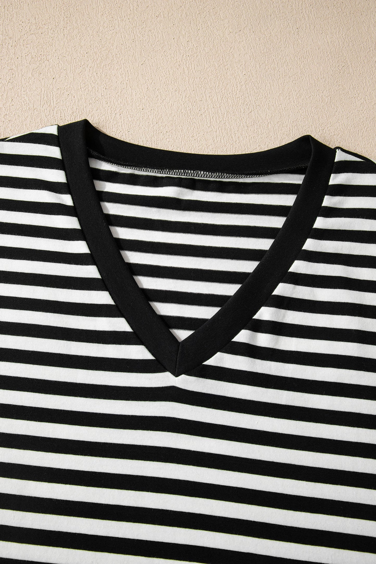 Stripe V-Neck Delicate Trim Casual Tee