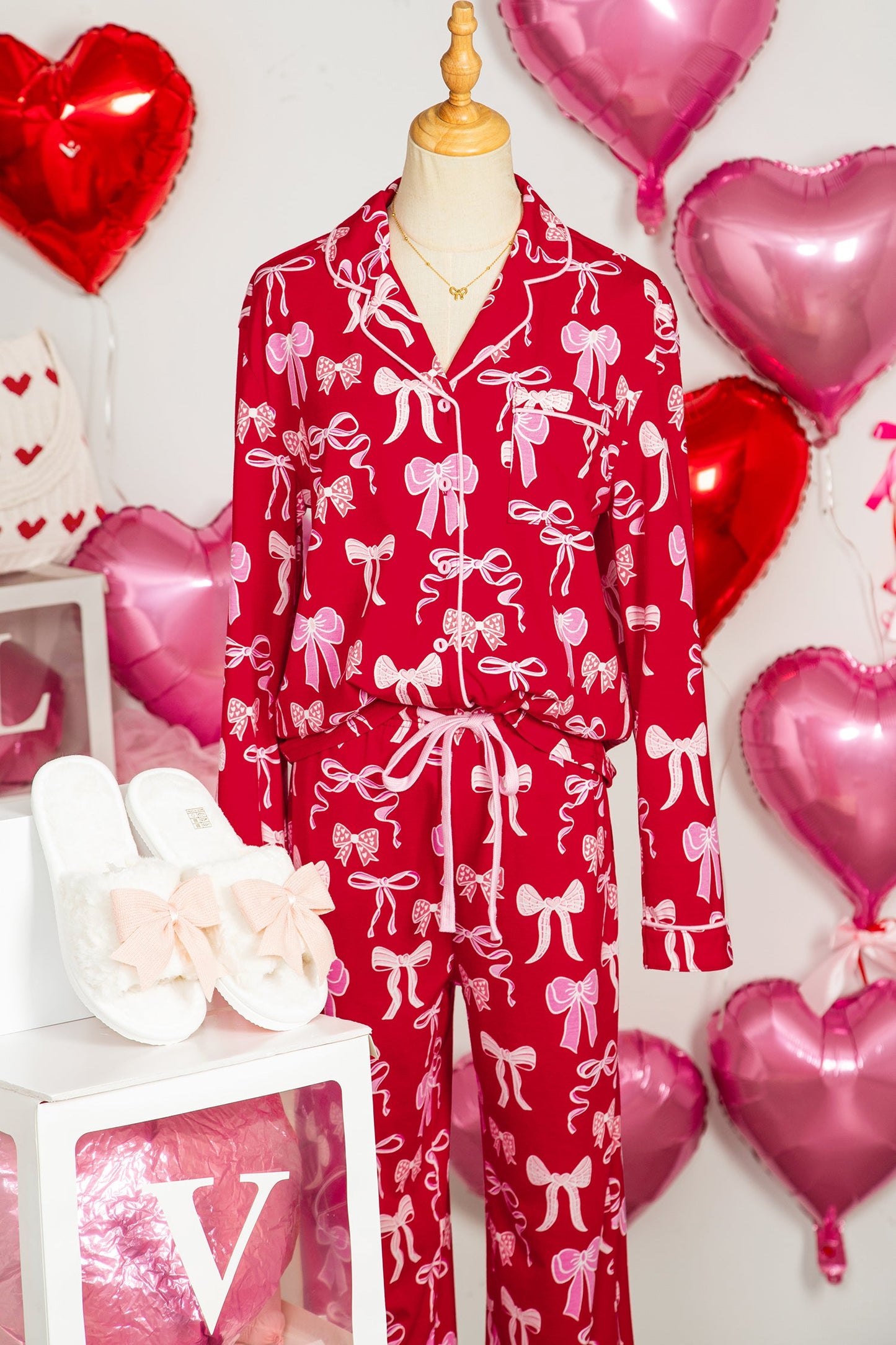 Bow Tie Shirt and Pants Pajama Set