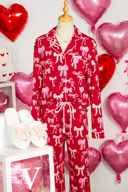 Bow Tie Shirt and Pants Pajama Set