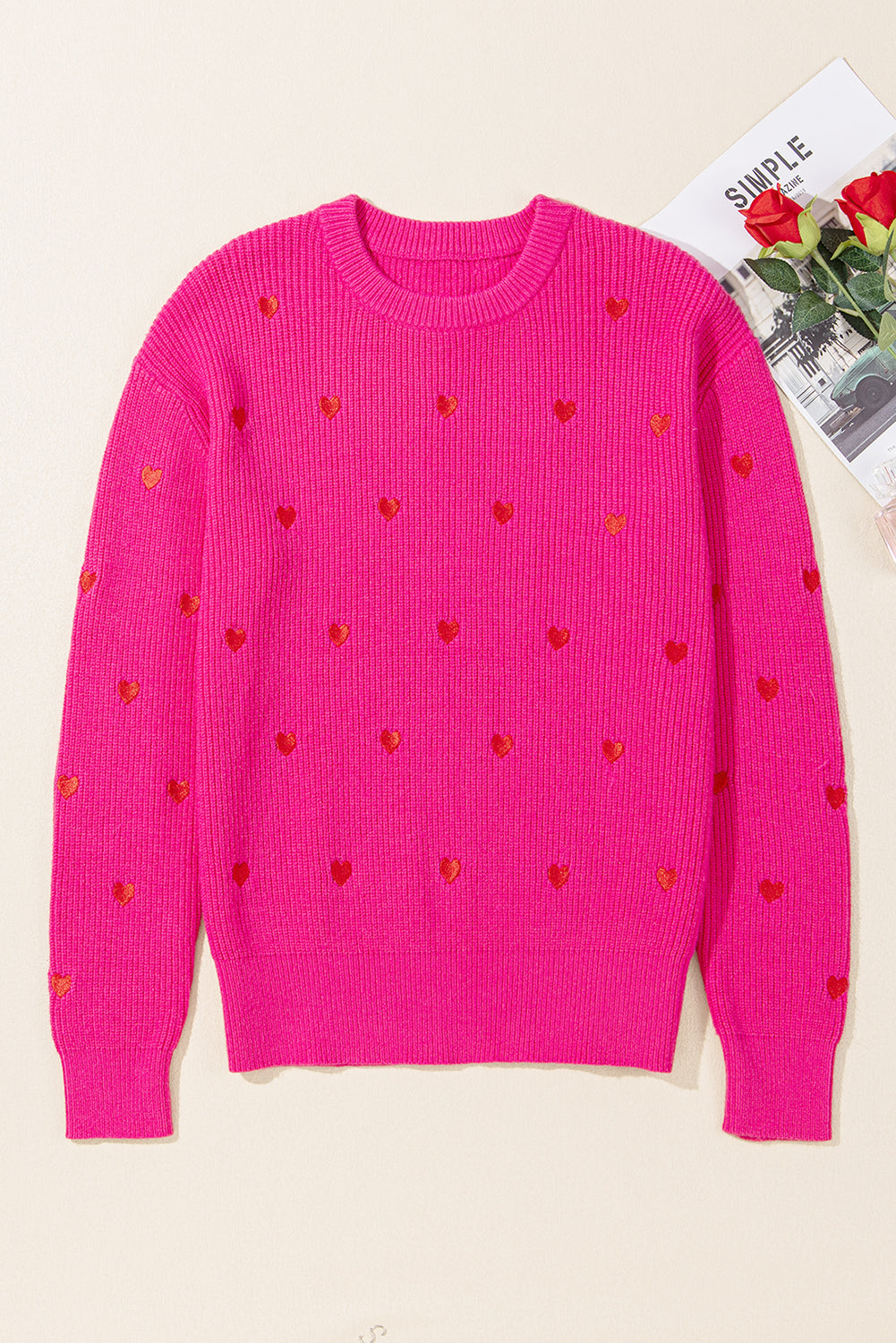 Valentine Heart Drop Shoulder Crewneck Sweater