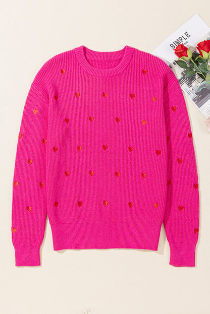 Valentine Heart Drop Shoulder Crewneck Sweater