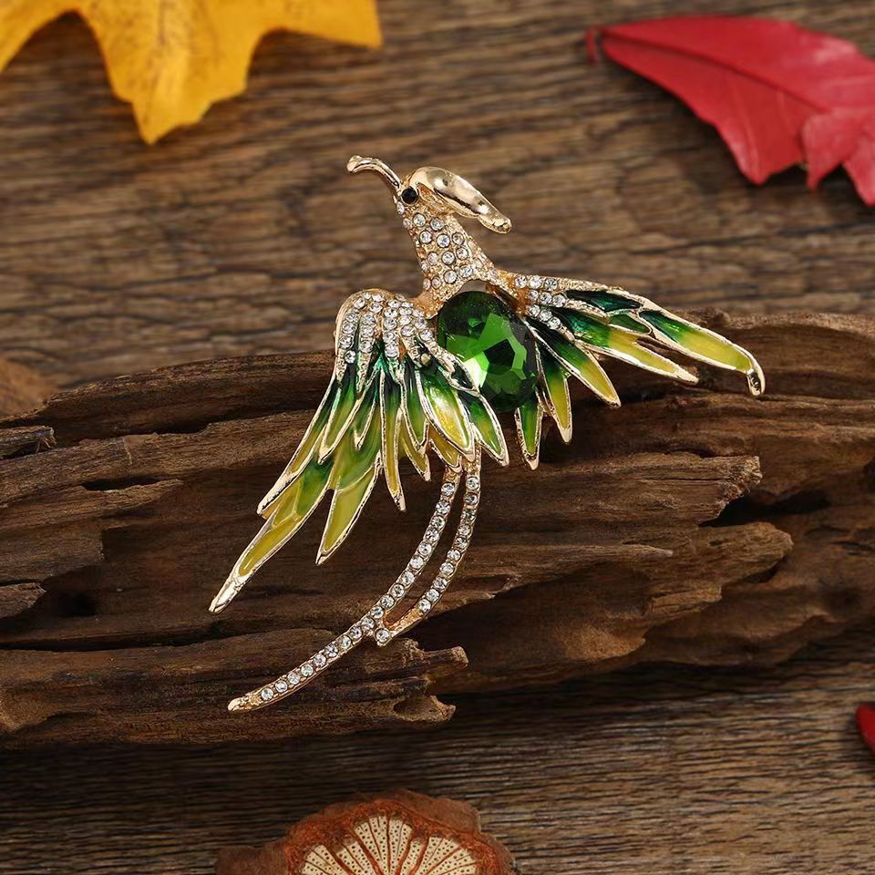 Elegant High-grade Oil Painting Phoenix Brooch