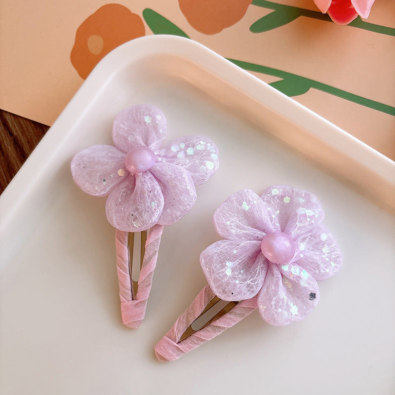 Sweet Snow Yarn Flower Children's Barrettes