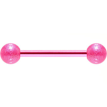 Pink Color PVD Sandblasted Barbell Tongue Ring
