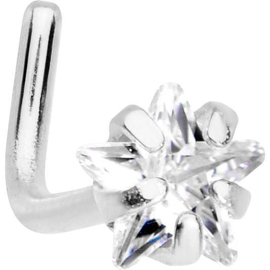 20G 1/4 Clear Star 3mm CZ Gem Steel L-Shape Nose Ring
