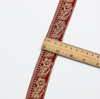 Ethnic Chiffon Collar Trim - Gold Embroidery, 10 Colors