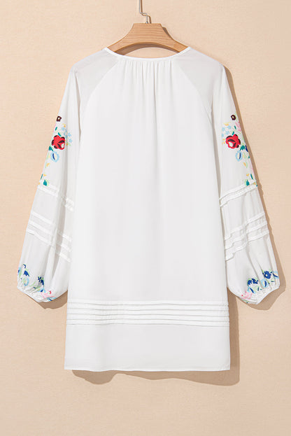 Boho Floral Tassel Tie Puff Sleeve Mini Dress
