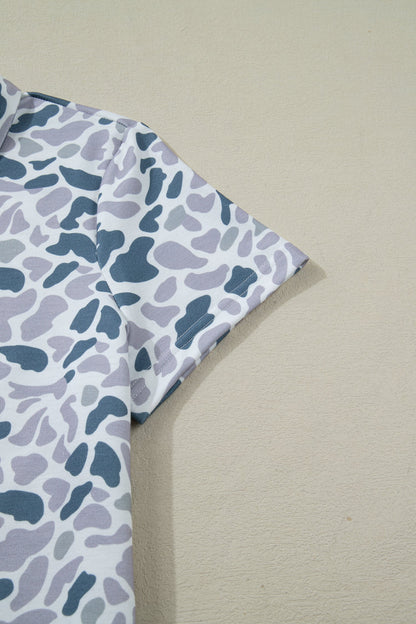 Abstract Polo Collar T-Shirt & Shorts Set