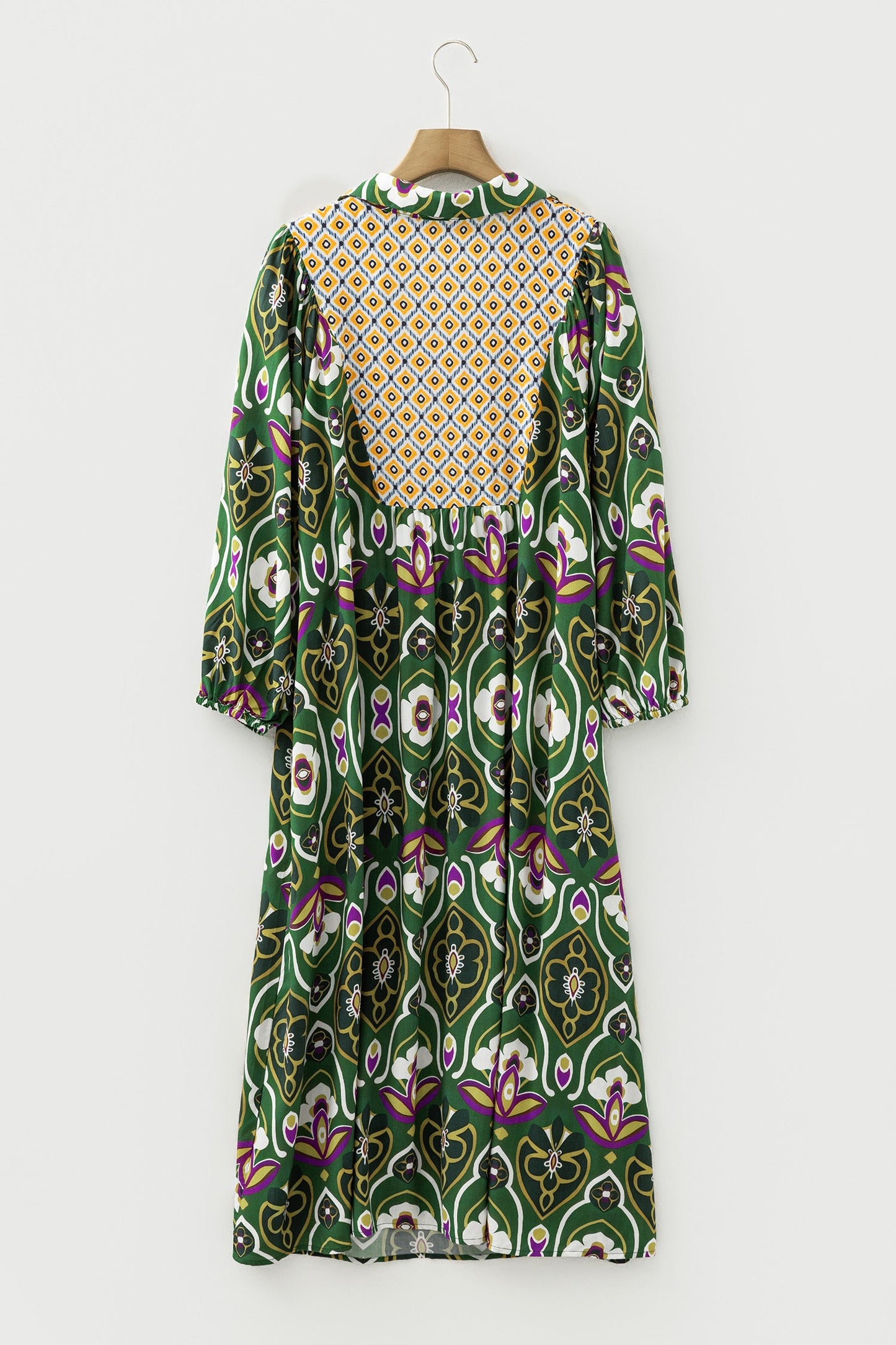 Plus Size Mix Floral Patchwork V-Neck Dress