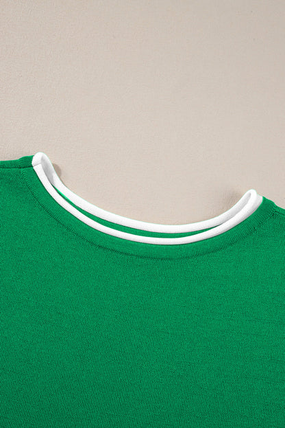 Contrast Trim Half Sleeve Top & Drawstring Pants