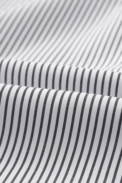 Stripe Smocked Long Sleeve Button-Up Shirt