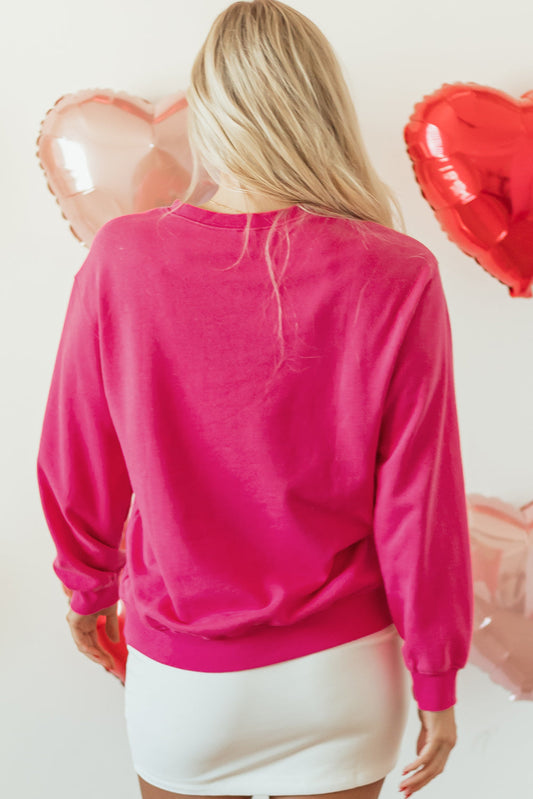Valentine Heart Sequin and Cow Patchwork Sweatshirt