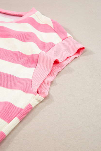 Cap Sleeve Stripe Shift T-Shirt Dress