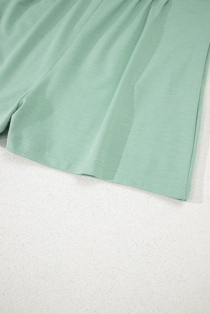 Tie V-Neck Pintuck Sleeveless Loose Romper