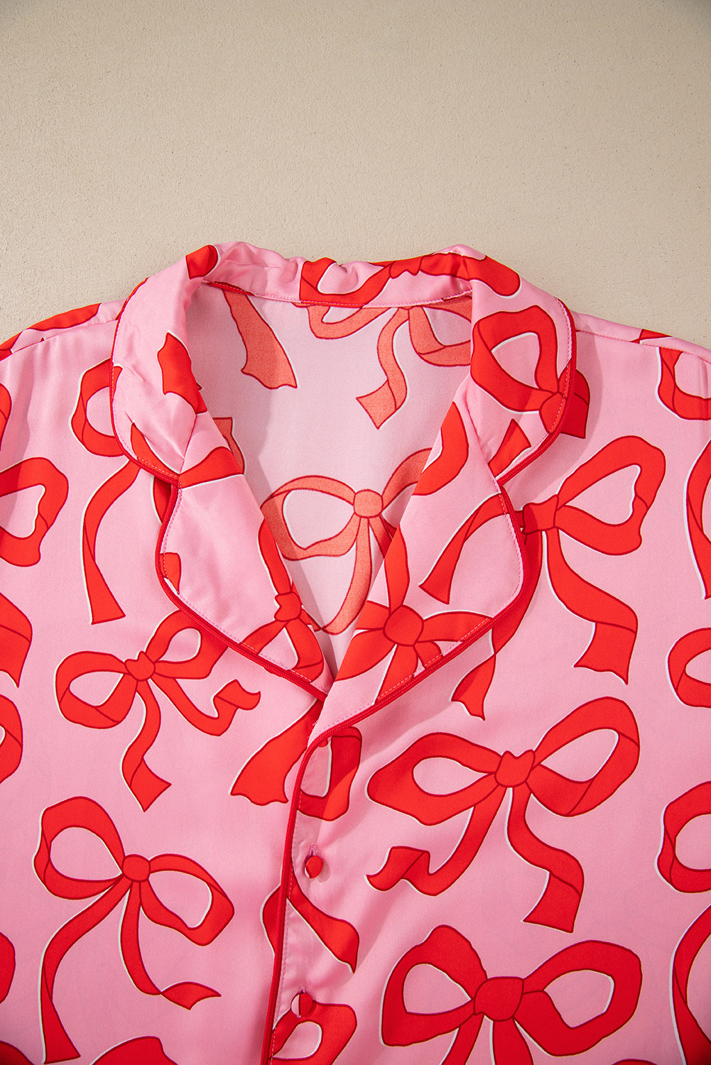 Bow Shirt Long Sleeve Top & Bottom Set