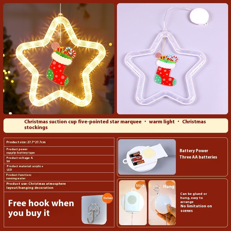 LED Christmas Star Pendant Window Door Decor