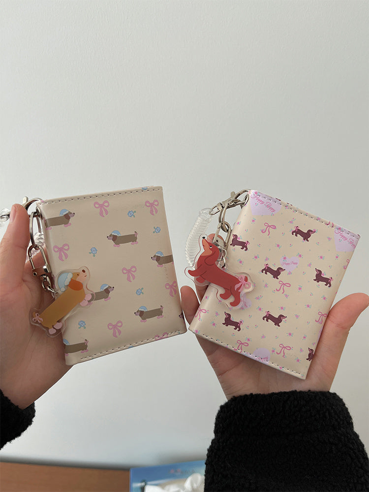Floral Dachshund Three-fold Wallet Large Capacity