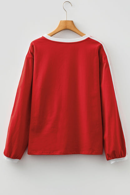 Varsity Stripe Crew Neck Long Sleeve Top