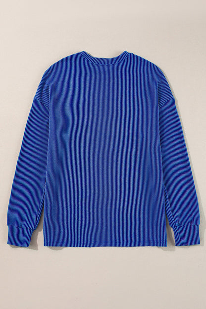 GAME DAY Textured Long Sleeve Crewneck Top