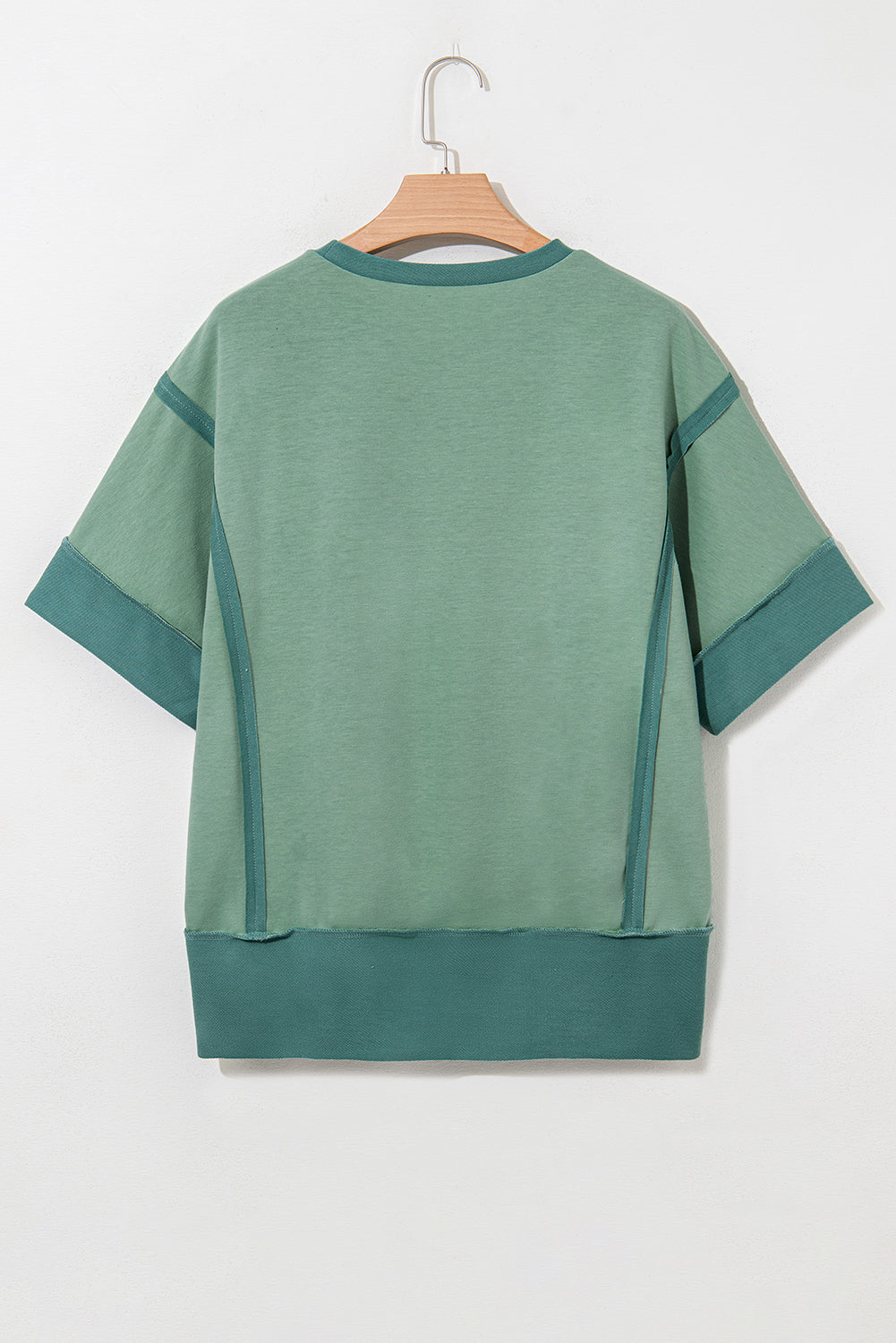3/4 Sleeve Raw Seam High-Low Side Top