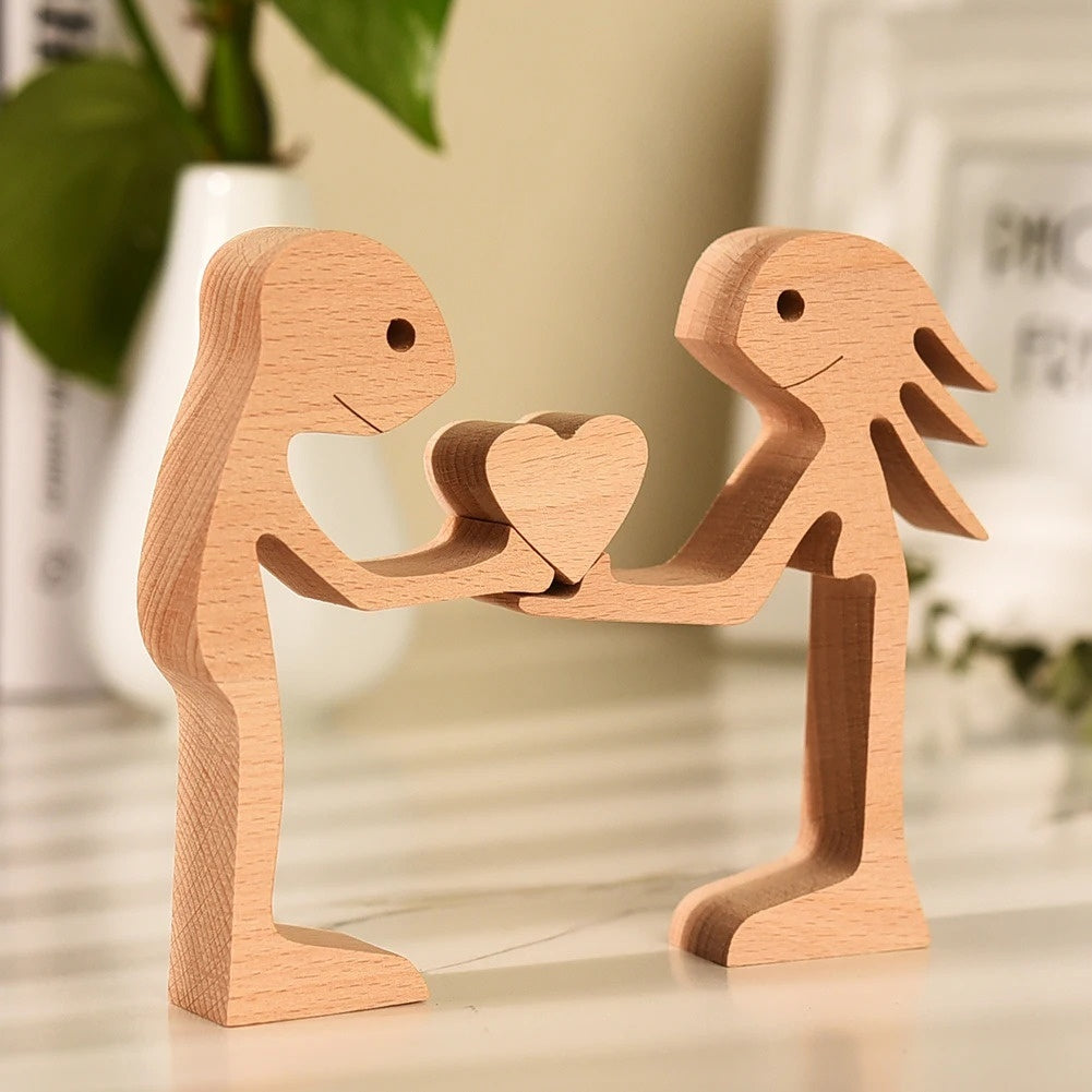 DIY Wooden Dog Figurine Sculpture Home Decor
