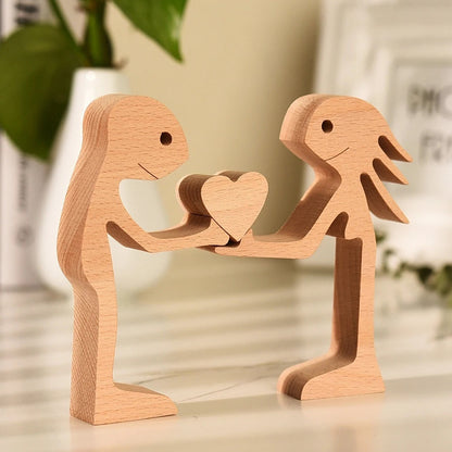 DIY Wooden Dog Figurine Sculpture Home Decor