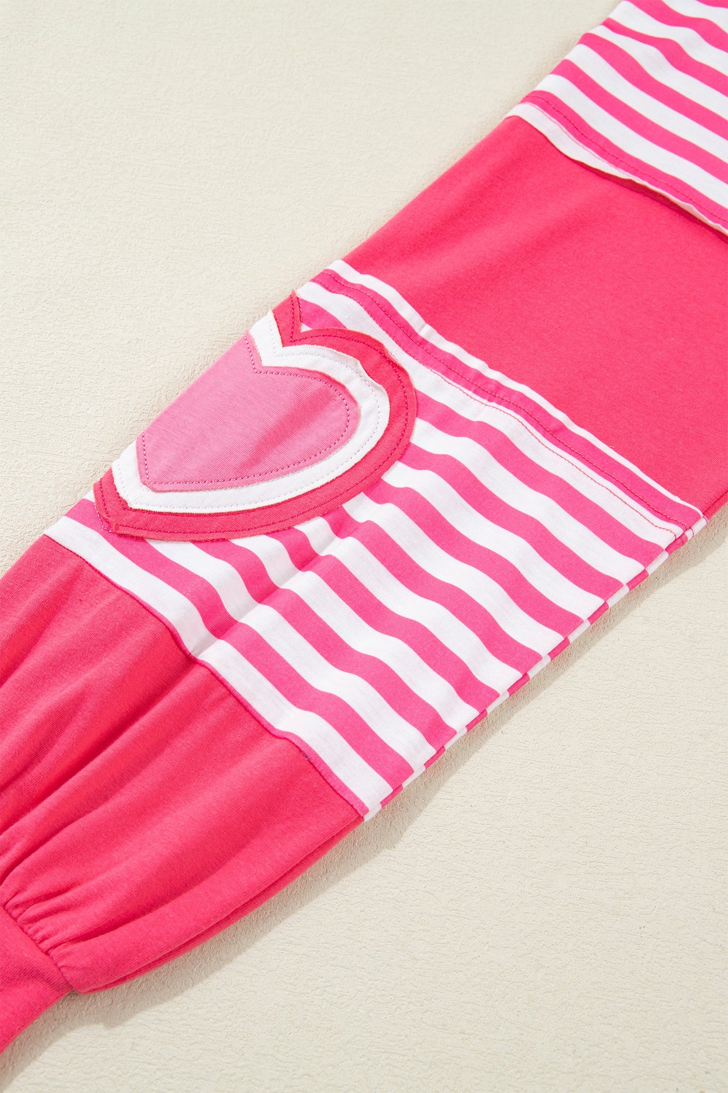 Valentine Heart Stripe Patchwork Long Sleeve Top