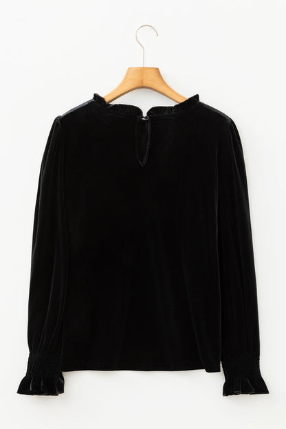 Frill Collar Smock Cuffs Puff Sleeve Blouse