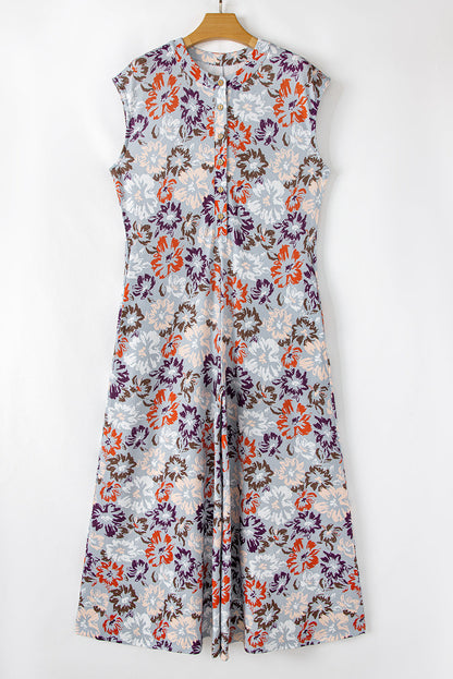 Floral Sleeveless Wide Leg Jumpsuit